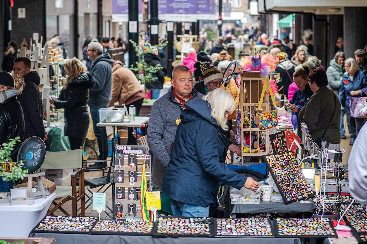 Burnley Artisan Market's busy stalls
